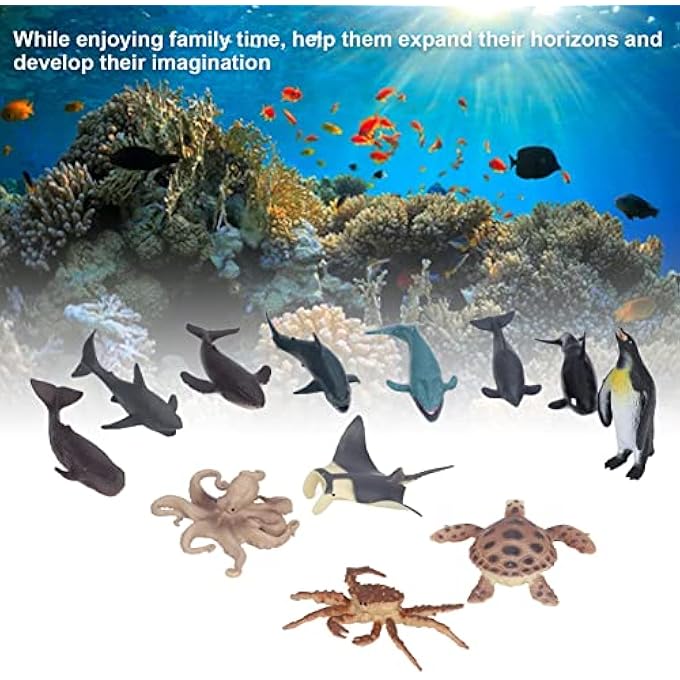 12PCS MARINE ANIMAL MODEL, PVC HAND PAINTED LIFELIKE ANIMAL FIGURINES WITH UNIQUE DETAILING TOYS EDUCATIONAL GAME FOR PARTY DECOR - Image 3